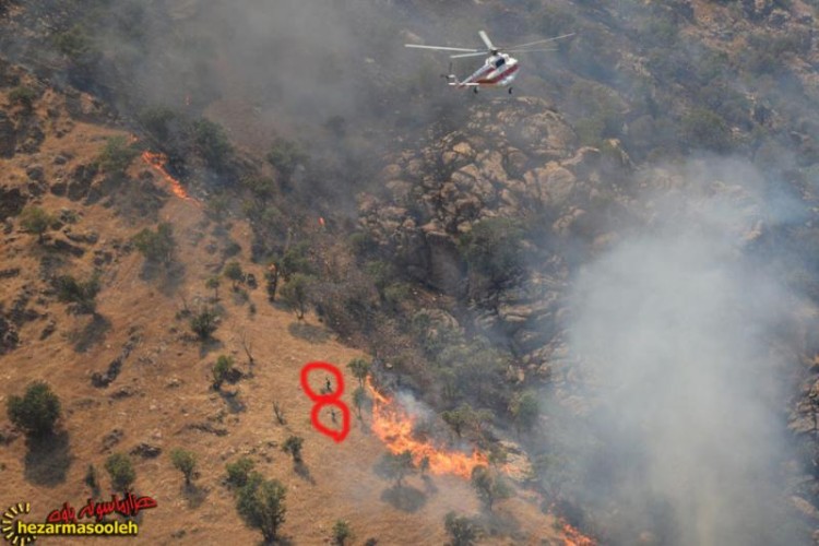 قوت گرفتن آتش در مراتع پاوه با پروانه های هلی کوپتر/مهار حریق پس از سه شبانه روز