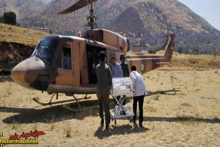  انتقال 3 نوزاد بیمار در پاوه با اورژانس هوایی به مرکز استان 