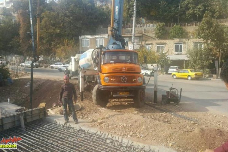 پايان عمليات بتن ريزي پل روستاي دوريسان پاوه