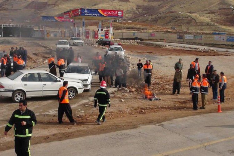 مانور امداد و نجات جاده ای در پاوه برگزار شد