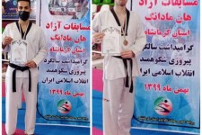 درخشش تیم دو نفره ی تکواندوی شهرستان پاوه در مسابقات استان 
