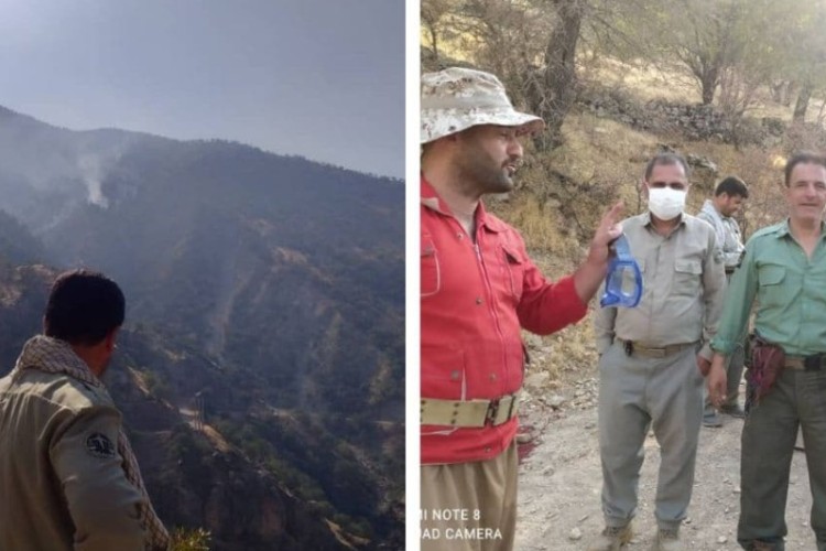 مهار آتش سوزی در منطقه حفاظت شده بوزین و مره خیل پاوه