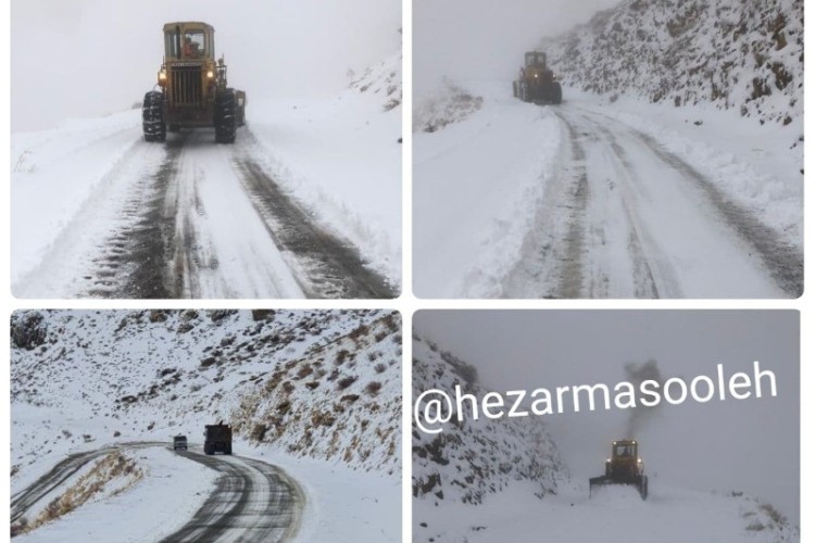 میزان بارش برف در سه راهی شهدا پاوه ۲۵ سانتیمتر است