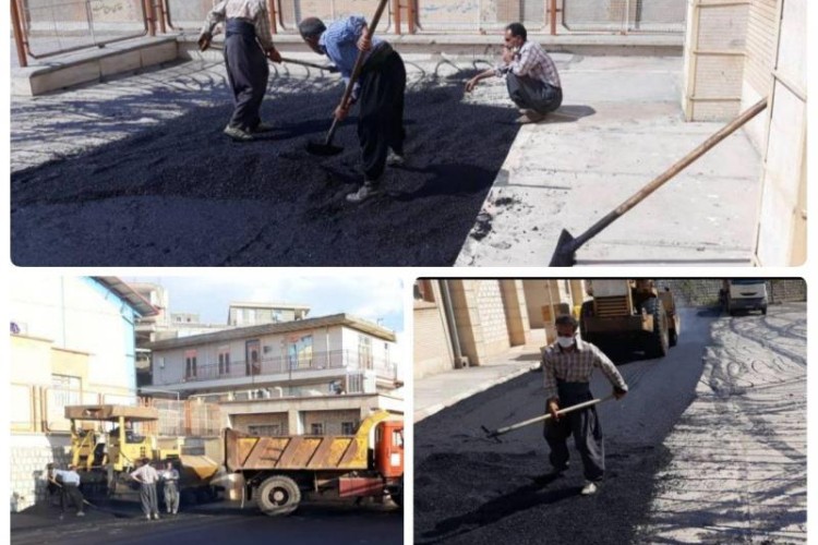 مرمت و آسفالت محوطه دبیرستان معلم