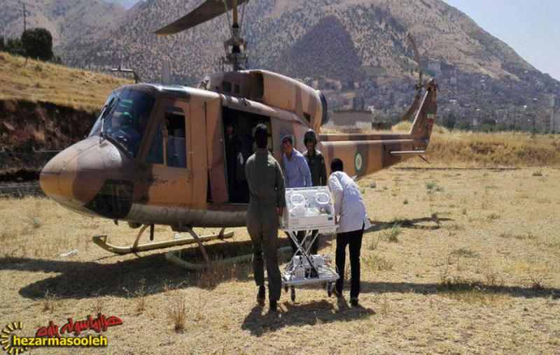  انتقال 3 نوزاد بیمار در پاوه با اورژانس هوایی به مرکز استان 