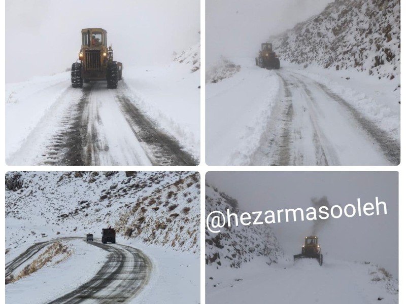 میزان بارش برف در سه راهی شهدا پاوه ۲۵ سانتیمتر است