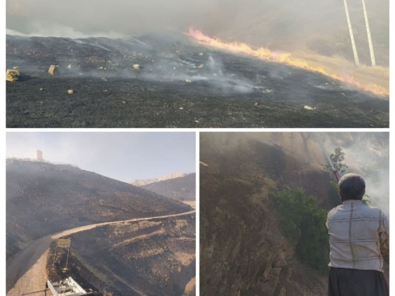 مهار آتش سوزی کوههای اطراف شهر نوسود