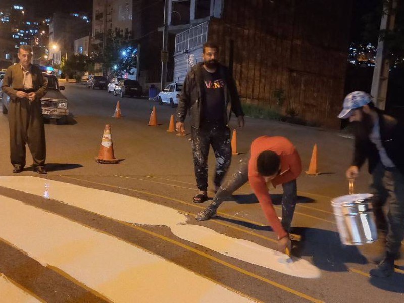 شروع خط کشی و رنگ آمیزی خیابان و معابر پاوه