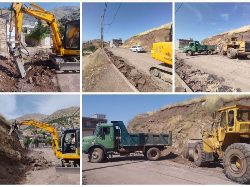 اجرای عملیات جدول گذاری و اصلاح خیابان سیروان شهر نوسود