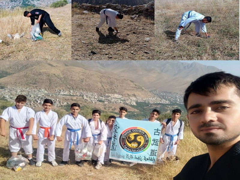 پاکسازی کوه آتشگاه توسط نونهالان کاراته کار پاوه