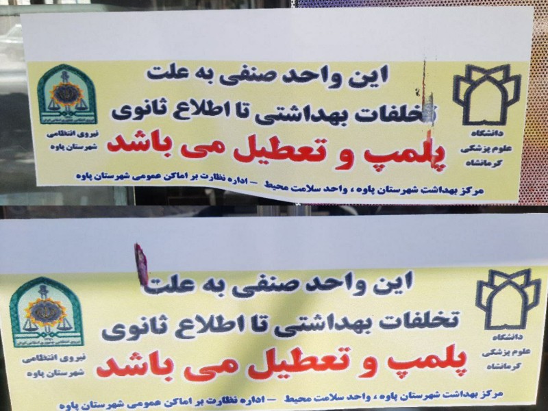 پلمپ ۴ مرکز عرضه مواد غذایی متخلف در پاوه
