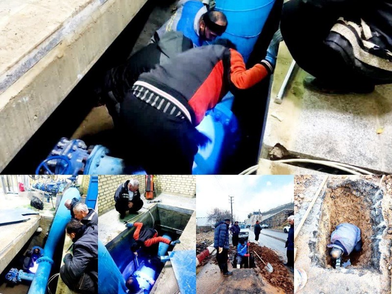 تلاش شبانه‌روزی آبفای پاوه در تعطیلات برای جلوگیری از هدررفت آب